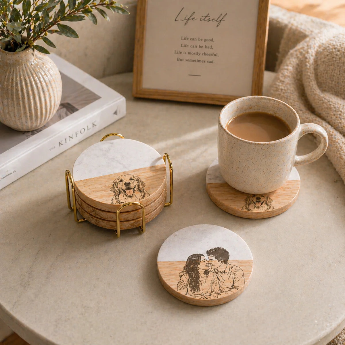 Architectural Geometric Coaster Set - Custom UV Pet Art Edition