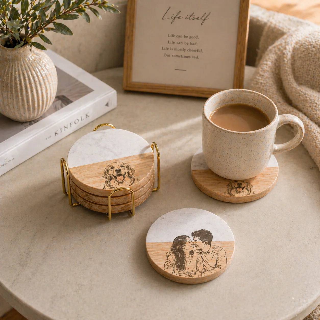 Architectural Geometric Coaster Set - Custom UV Pet Art Edition