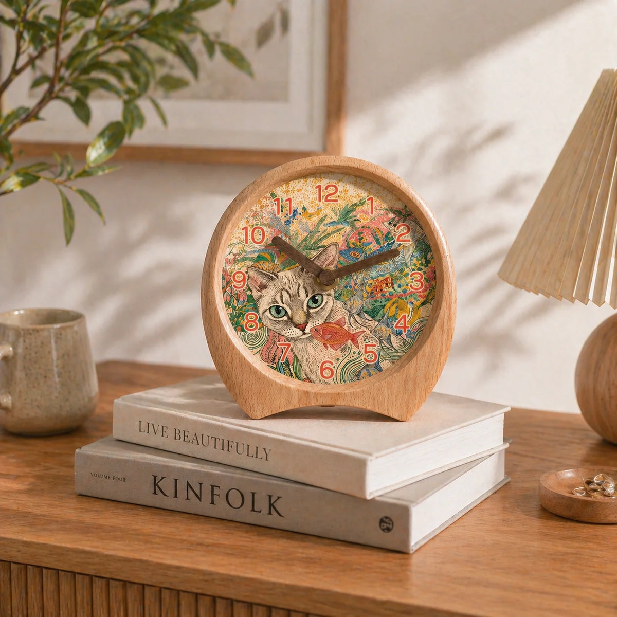 Bespoke Pet Art Clock - Custom UV-Printed Solid Wood Desk Clock