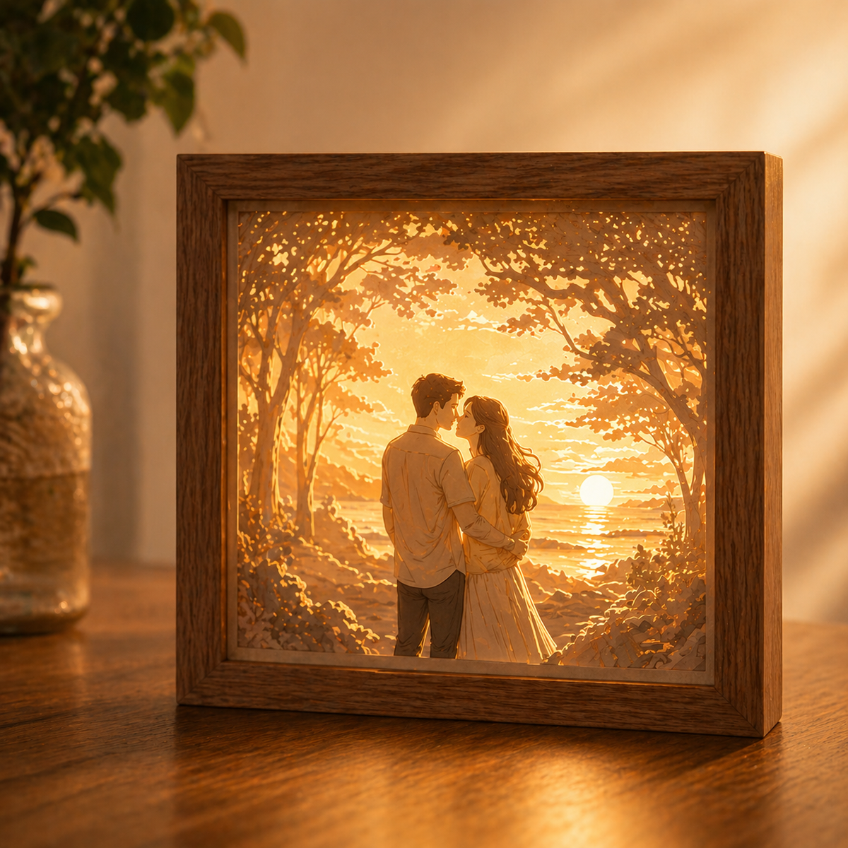 Personalized LED Light Painting - Custom 3D Shadow Box Photo Night Light