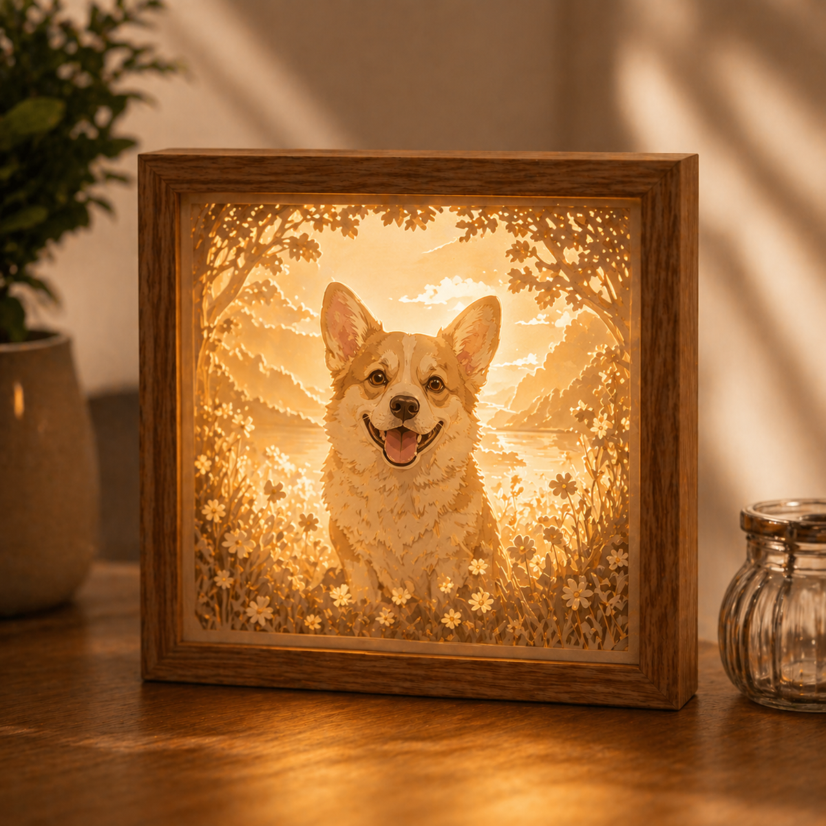 Personalized LED Light Painting - Custom 3D Shadow Box Photo Night Light